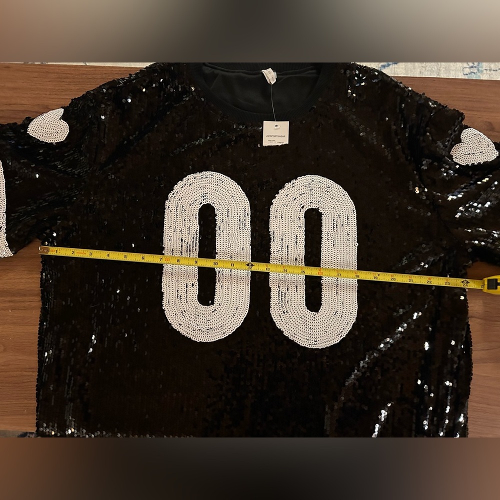 Sequin football 🏈 top, size L, black and white sequins, game day, costume, bling - Picture 5 of 7